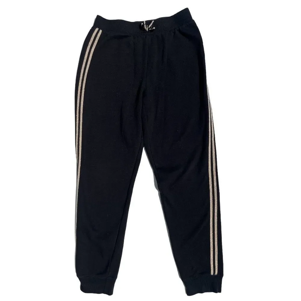 Girls Black & Gold Striped Sweatpants (XL-14)